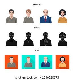 Vector illustration of hairstyle and profession  symbol. Collection of hairstyle and character  stock symbol for web.