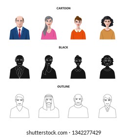 Vector illustration of hairstyle and profession  symbol. Collection of hairstyle and character  stock vector illustration.