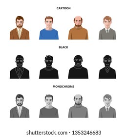 Vector illustration of hairstyle and profession  symbol. Set of hairstyle and character  vector icon for stock.