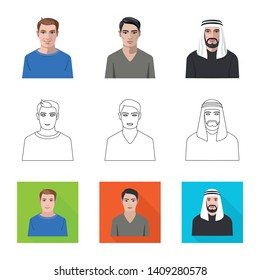 Vector illustration of hairstyle and profession  symbol. Collection of hairstyle and character  stock vector illustration.