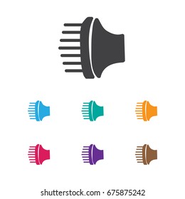Vector Illustration Of Hairstylist Symbol On Blow Dryer Icon. Premium Quality Isolated Airflow Element In Trendy Flat Style.