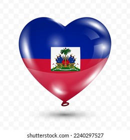 Vector illustration of a Haiti country love balloon on transparent background (PNG). Flying love balloons for Independence Day celebration.