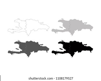 vector illustration of Haiti and Dominican Republic maps