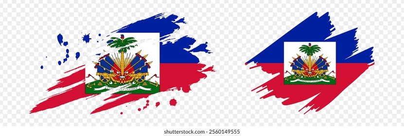 Vector illustration of Haiti flag in brush stroke effect on transparent background
