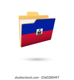 Vector illustration of Haiti flag isolated in file folder on white background.