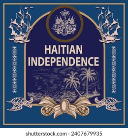 Vector illustration of Haitian Independence in banner format