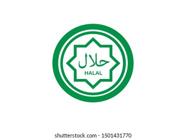 Vector illustration of HALAL  arabic calligraphy and words HALAL