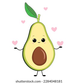 ilustración vectorial del medio aguacate con corazón