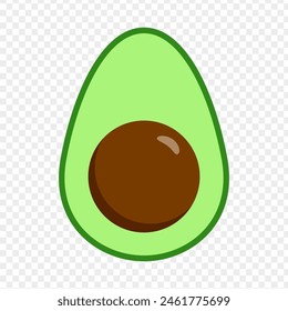 Vector illustration of half avocado on transparent background