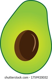 Ilustración vectorial de medio aguacate con semilla.