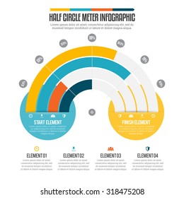 Vector Illustration Of Half Circle Meter Infographic Design Element.