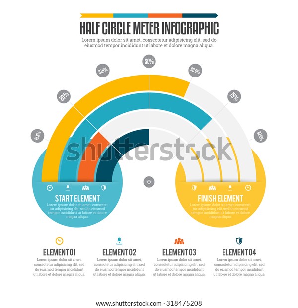 半円メーターのインフォグラフィックデザインエレメントのベクターイラスト のベクター画像素材 ロイヤリティフリー