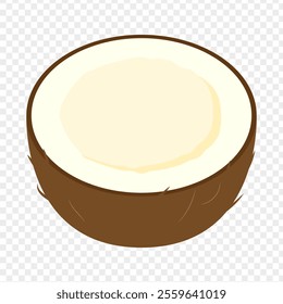 Vector illustration of half coconut on transparent background