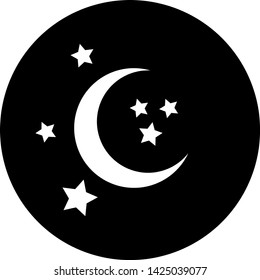 vector illustration of half crescent moon and stars on dark  for web sites and apps 