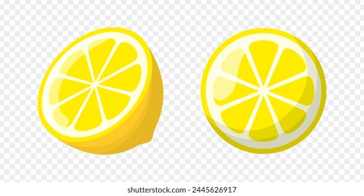Vector illustration of half cut lemon on transparent background