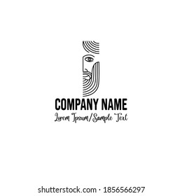 vector illustration of half face man with beard logo