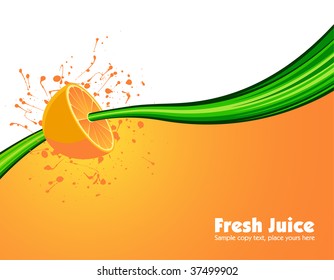 vector illustration of half a fresh orange on a vibrant background ready for your own text