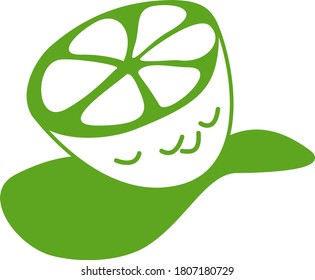vector illustration half green lime and green spot