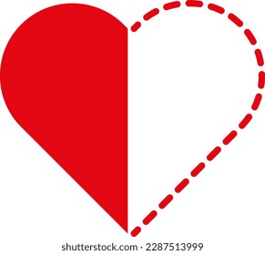 Vector illustration of a half heart. incomplete heart. Lack of love. heartbreak. Half heart.