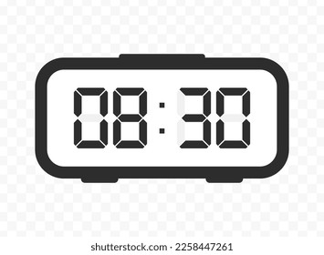 Vector illustration of half past eight digital clock icon sign and symbol. colored icon for website design .Simple design on transparent background (PNG).