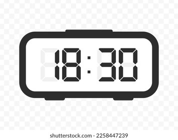 Vector illustration of half past eighteen digital clock icon sign and symbol. colored icon for website design .Simple design on transparent background (PNG).