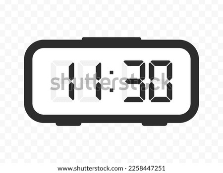 Vector illustration of half past eleven digital clock icon sign and symbol. colored icon for website design .Simple design on transparent background (PNG).