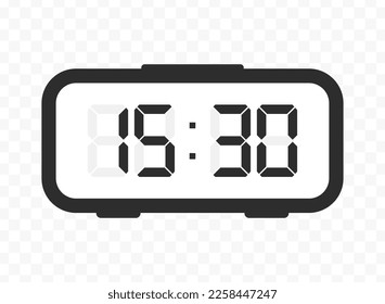 Vector illustration of half past fifteen digital clock icon sign and symbol. colored icon for website design .Simple design on transparent background (PNG).