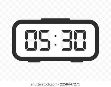 Vector illustration of half past five digital clock icon sign and symbol. colored icon for website design .Simple design on transparent background (PNG).