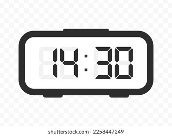 Vector illustration of half past fourteen digital clock icon sign and symbol. colored icon for website design .Simple design on transparent background (PNG).