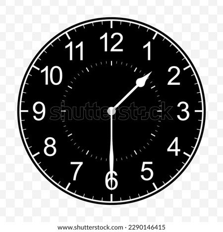 Vector illustration of half past one icon sign and symbol. Black icons on transparent background (PNG).