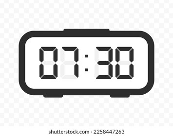 Vector illustration of half past seven digital clock icon sign and symbol. colored icon for website design .Simple design on transparent background (PNG).