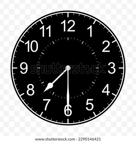 Vector illustration of half past seven icon sign and symbol. Black icons on transparent background (PNG).