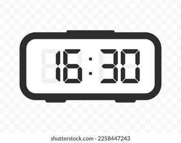 Vector illustration of half past sixteen digital clock icon sign and symbol. colored icon for website design .Simple design on transparent background (PNG).