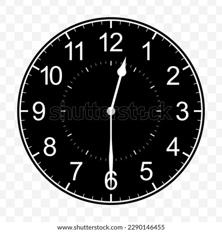 Vector illustration of half past twelve icon sign and symbol. Black icons on transparent background (PNG).