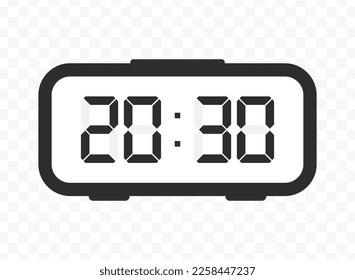 Vector illustration of half past twenty digital clock icon sign and symbol. colored icon for website design .Simple design on transparent background (PNG).