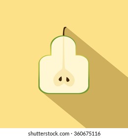 Vector illustration of a half pear with long shadow