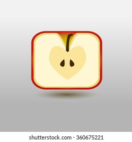 Vector illustration of a half red apple