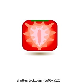 Vector illustration of a half strawberry