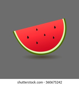 Vector illustration of a half watermelon on gray background