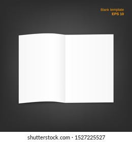 Vector illustration of half-fold blank paper sheet. It also can be used as an open magazine double page spread for mockup or template for your own projects. EPS10 file.