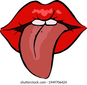 Ilustración del vector boca roja semiabierta con lengua