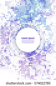 Vector illustration with halftone patterns. Colorful blue abstract vector background.