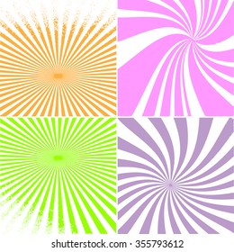 Vector illustration of halftone sun burst retro pattern background