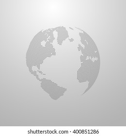 vector illustration of a halftone world map. globe label design. world global communication concept. infographics element