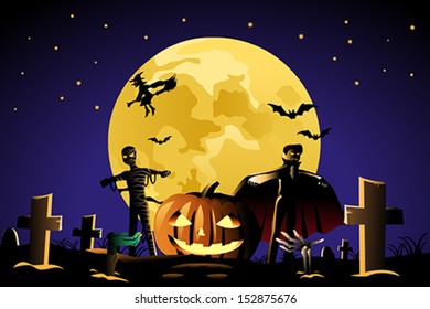 A vector illustration of Halloween background design for Halloween poster