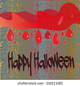 Vector illustration. Halloween background with flowing blood.
