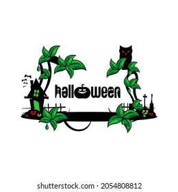 vector illustration of halloween background, house