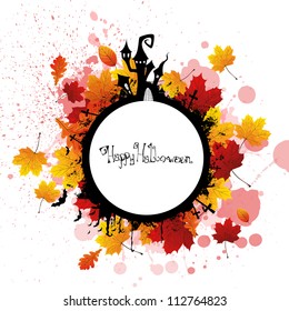 Vector Illustration of a Halloween Background with Leaves