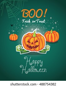 Ilustración vectorial de fondo de Halloween. Fondo de Halloween con calabaza
