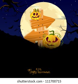 Vector Illustration of a Halloween Background with Pumpkins